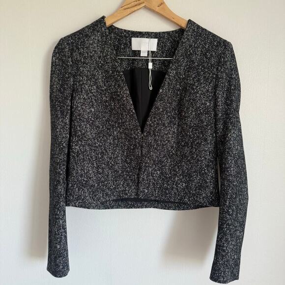 BOSS by HUGO BOSS Jackets & Blazers - BOSS NWOT Jevanala Cropped Tweed Blazer Black White Workwear Business Office 4P